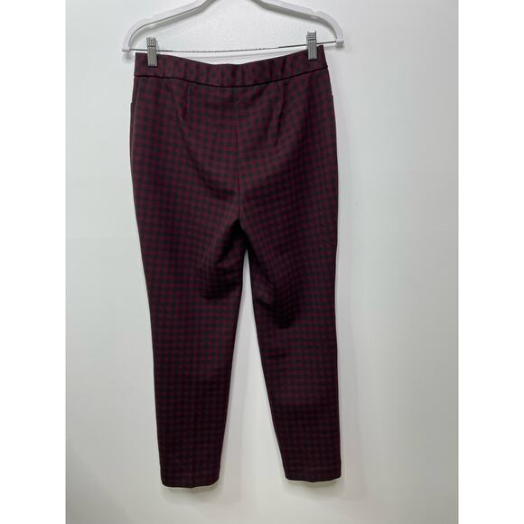 J. Jill Ponte Plaid Flat Front Slim Leg Cropped Pants Red Women Petite Small NWT - Picture 3 of 9